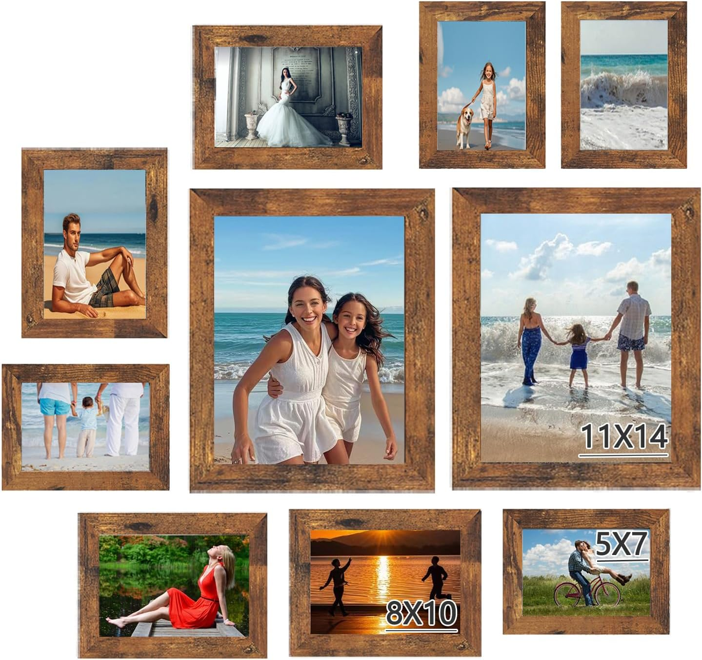 10Pack Picture Frames Set with Two 11X14, Four 8X10, Four 5X7 Gallery Wall Frame-image