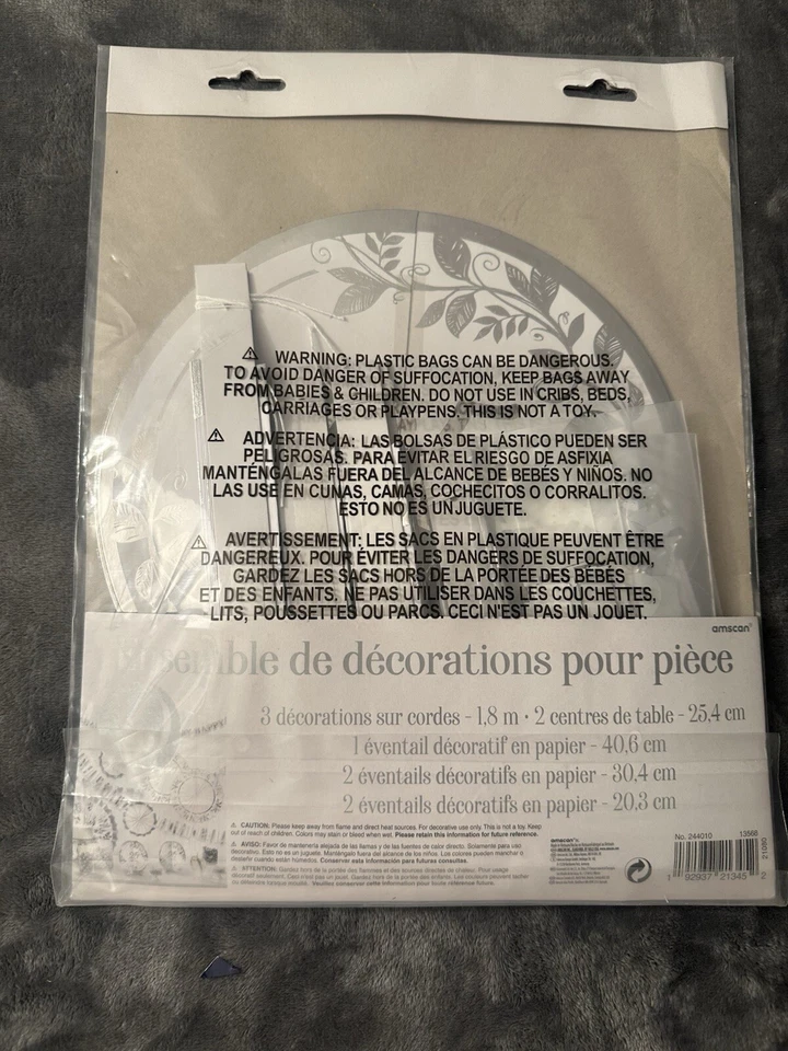 Kit Decoraciones Fiesta 25 Aniversario Plata Blanco Boda Voto Renovación Foto 2 de 4