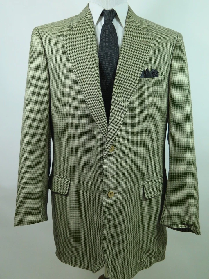 Chaqueta Blazer Abrigo Deportivo Canali Lana Seda Negro Beige Pata de Gallo 44/46 L Foto 2 de 4