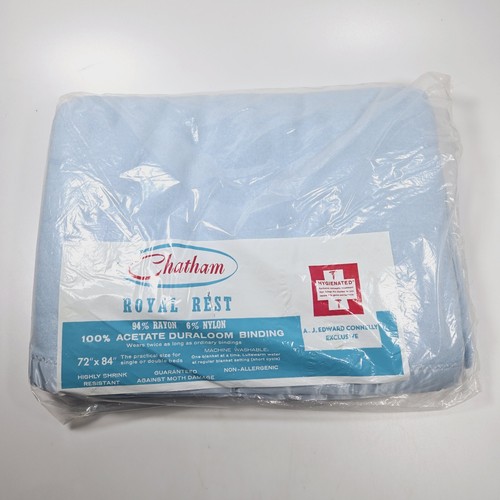 Chatham Royal Rest Rayon nylon podwójny koc niebieski nowy niealergiczny termiczny