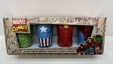 Marvel Collector Ceramic Glass 4-Pack HULK ICUP SPIDERMAN CAPT AMERICA IRONMAN