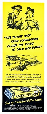 1939 BEECH NUT CHEWING GUM Vintage Print Ad 13 x 5 1/2'' Beech-Nut Calm Her Down!