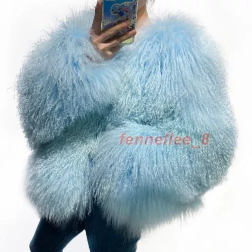 Damen-Kurzmantel echtes mongolisches Lamm Schaf lockiges Fell Jacke Winter warm Oberbekleidung - Bild 6 von 38
