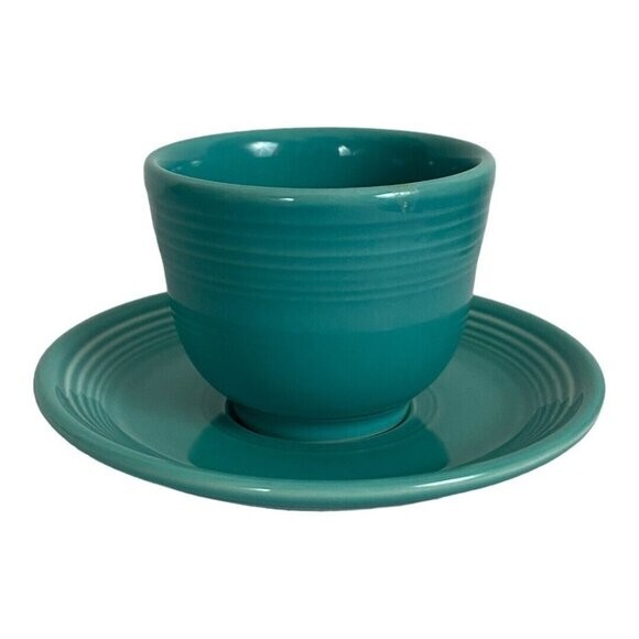 Fiestaware Fiesta Homer Laughlin China Cup and 6" Saucer Set Turquoise USA
