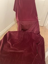 Vintage deep red velvet long country house curtains  43"w   101 "d