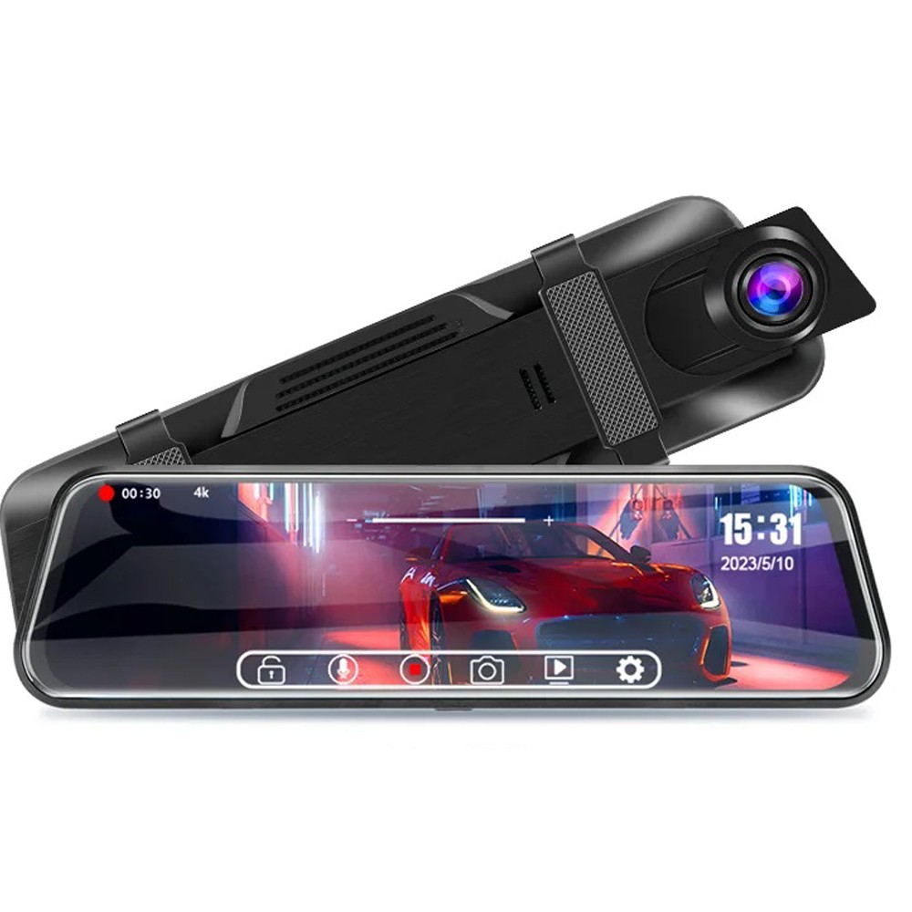 Digital Rearview Mirror With Full HD Dash Cam DVR & Rear Camera 10"" Touchscreen