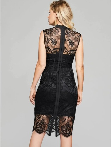 Marciano Midikleid Schwarz Spitze Größe 38 (Ital. Größe) Neu Mit Etikett - Bild 4 von 6