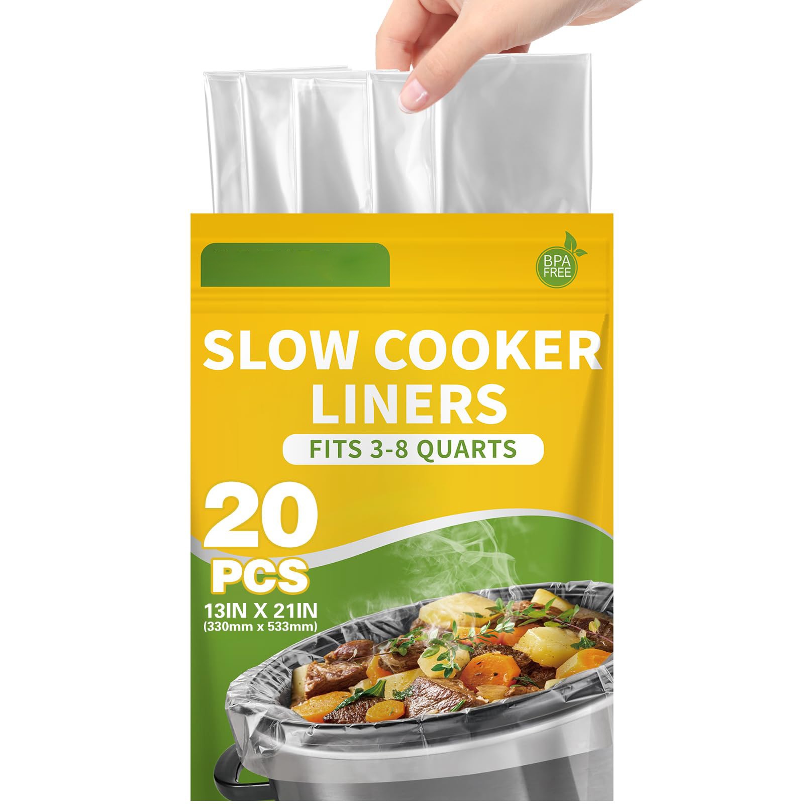20 Slow Cooker Liners, Oval Disposable Cooking Bags, 13x21 I