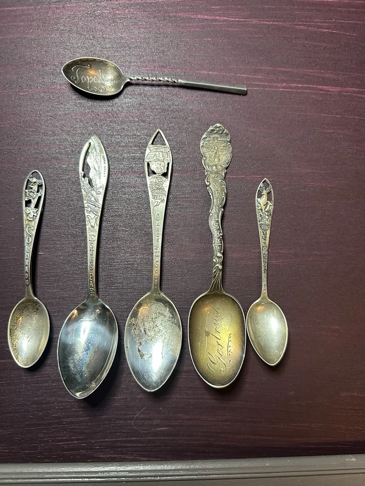 Lote de cucharas de plata de ley - todas marcadas - 82 gramos - 2,89 OZ - Yellowstone Foto 2 de 4