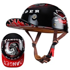 Retro Motorcycle Half Helmet DOT Certified Baseball Cap Open Face Street Cruiser