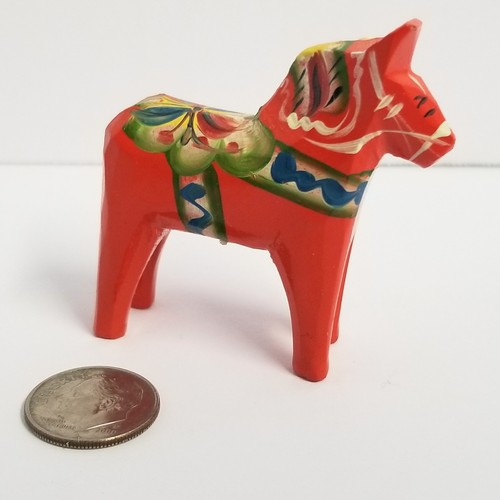 Swedish Dala Horse Orange Red Mini Size  (2’’ tall, 2’’ long) Swedish Folk Art