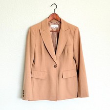 Calvin Klein Wool Tailored Camel Notched Collar Women's Career Blazer Size 8