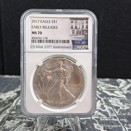 2017 $1 SILVER EAGLE NGC MS70 EARLY RELEASES