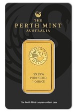 The Perth Mint Australia 1 oz Gold Bar 0.9999 Fine 99.99% Pure in Assay 2848.55 per troy oz