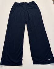 VTG Nike Women's Navy Blue Athletic Track Lined Pants Elastic Logo Size M