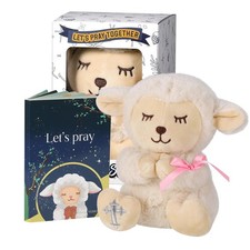 Baptism Gifts for Baby Girls with 7'' Cute Plush Lamb and Pray Pink-lamb