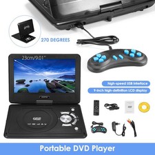 9" Portable DVD Player 3D Sound Rechargeable Swivel Screen Games SD USB FM Black