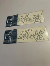 BLACK Salt Life Wave Decal - 5.25" x 2.75"  Surface Mount Sticker Lot Of 2, Boat