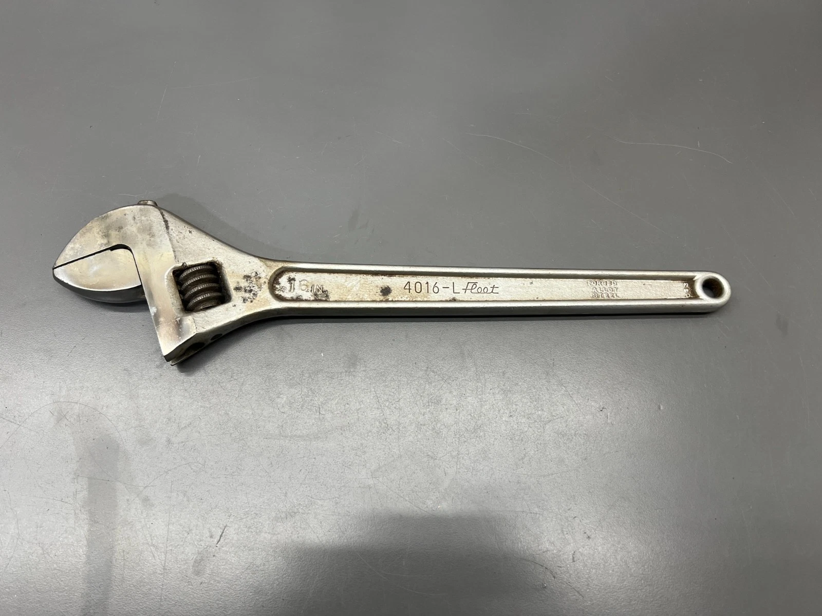 RARE VINTAGE FLEET TOOLS 4016-L 16" CLIK STOP ADJUSTABLE WRENCH - MADE IN USA