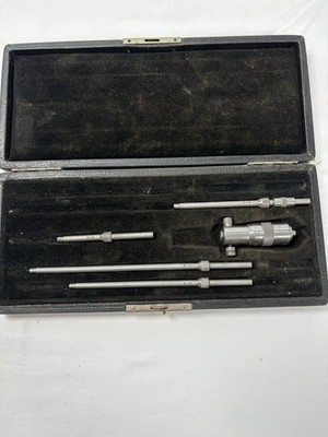 Starrett No. 124A Inside Micrometer Set 3 7  Range w/Case USA Machinist Tool VTG