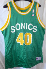 VTG Seattle Sonics Jersey Mens 48 Basketball Shawn Kemp 40 Champion Made In USA