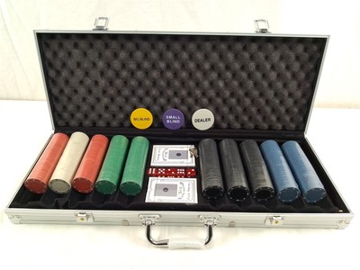 Pokerkoffer Pokerset Casino Koffer mit 400 Chips 2 Kartendecks 5 Würfeln