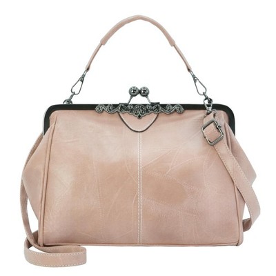 Purses for Women Vegan Leather Women's Handbag Crossbody with Kiss Lock Satch...