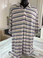 Footjoy Polo Shirt Mens 2XL Blue Pink Striped Performance Stretch Golf