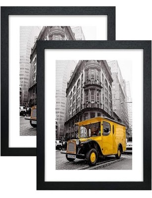 Art Emotion Pack Of 2 Pictue Frames 16x20 Inch With 11x14 Opening Black 