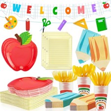 177Pcs Back to School Party Plates Napkins Cups with Welcome Banners Supplies...