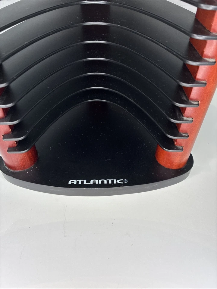 Torre de almacenamiento de CD Atlantic vintage estantes negros madera roja para 30 discos Foto 2 de 4