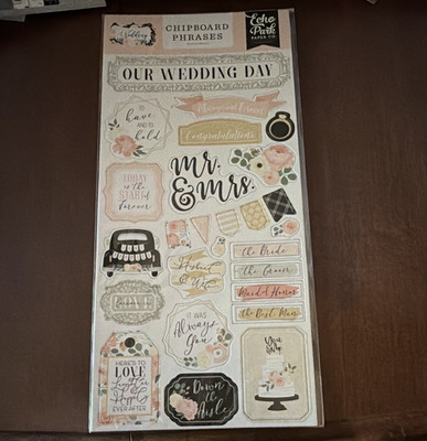 Echo Park Paper Co. Wedding Chipboard Phrases Scrapbooking Accents