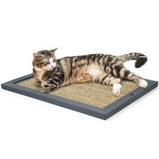 Single Grey Cat Scratching Post Natural Wood Sisal Wall Mounted Protector