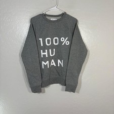 Everlane Sweatshirt Womens Small Gray 100 Human Graphic Fleece Crew Pullover