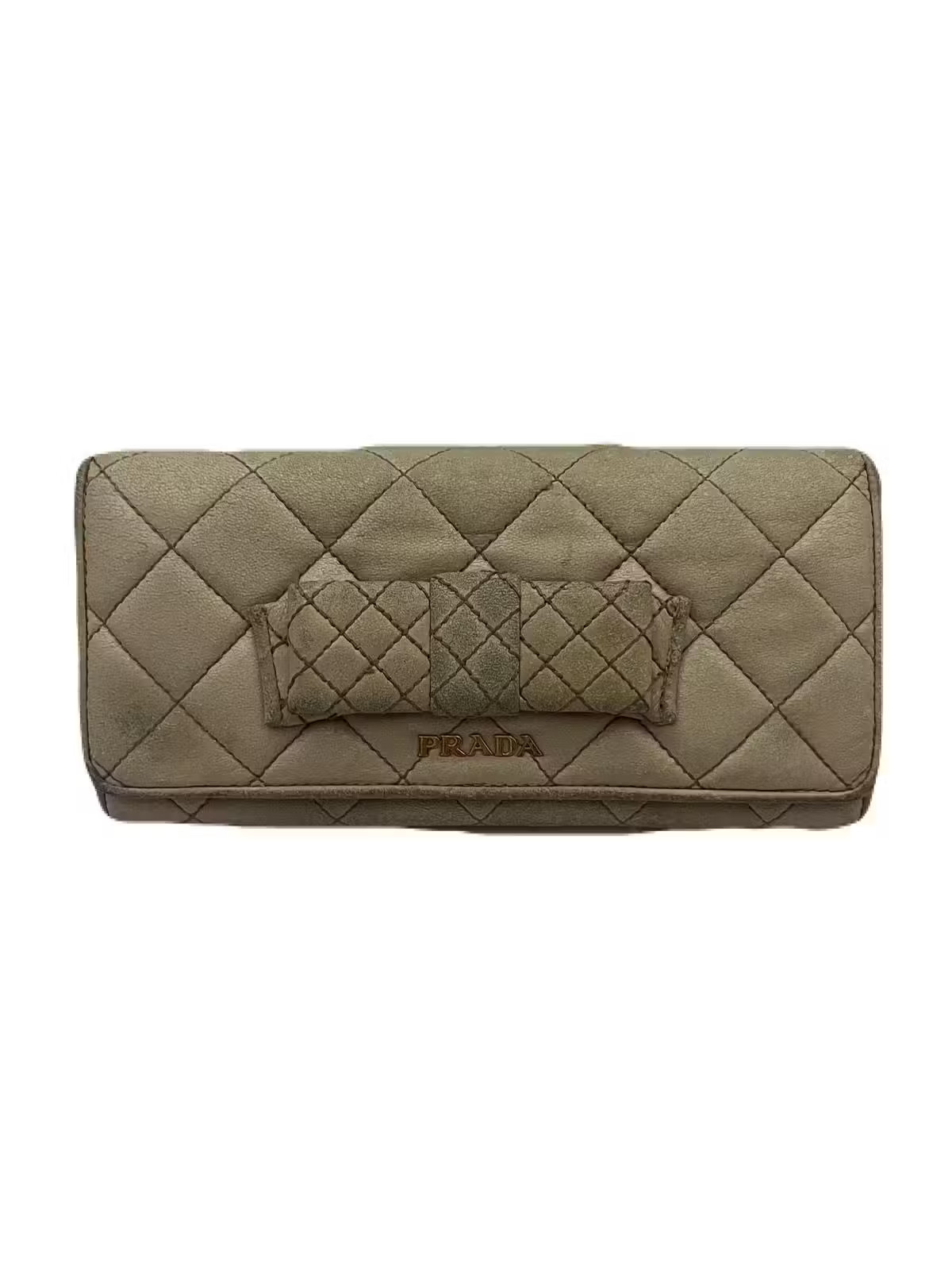 Prada Beige Leather Long Wallet Pre-Owned E0530-107
