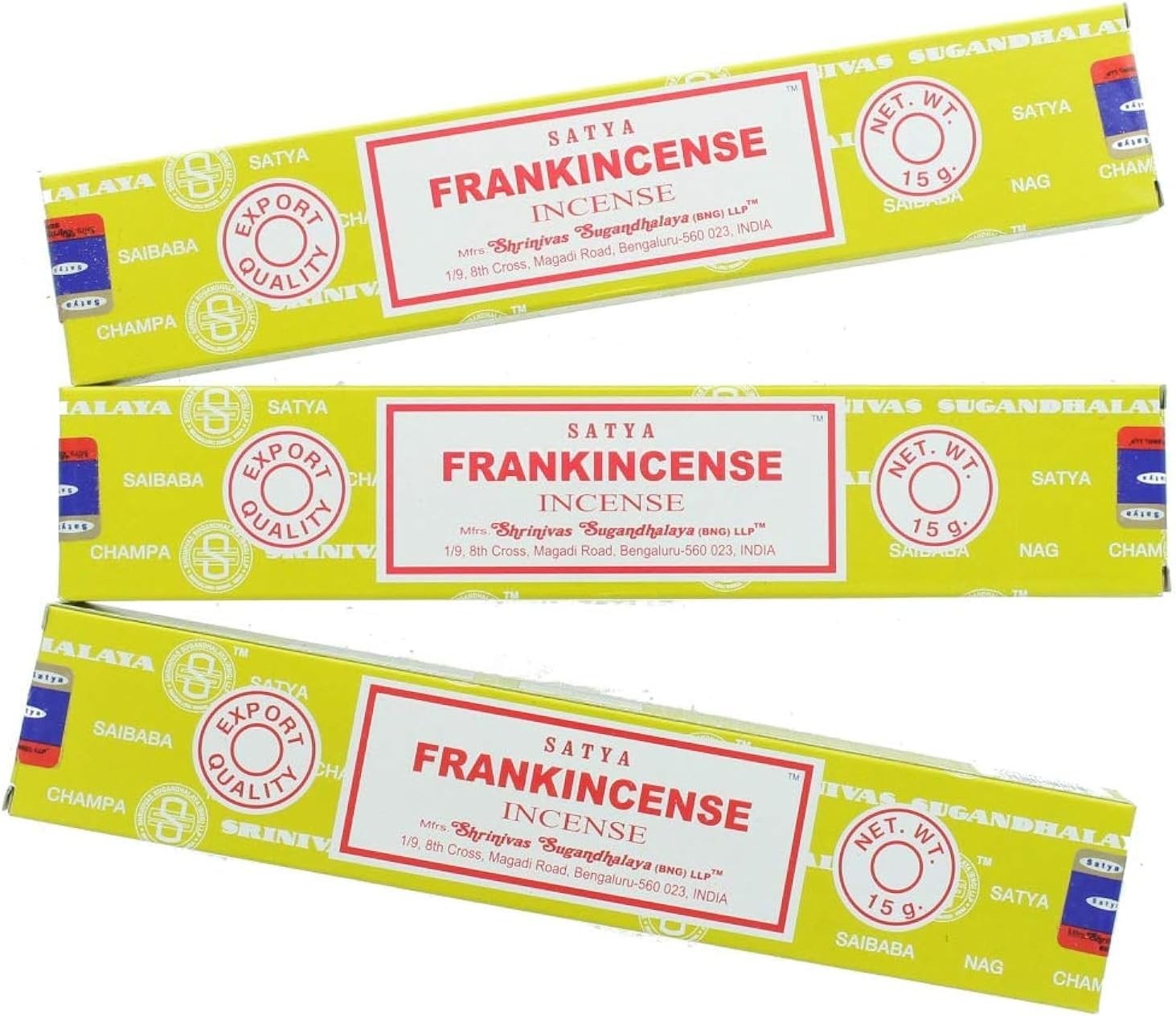 Satya Nag Champa Frankincense Incense Sticks - 3 Packs