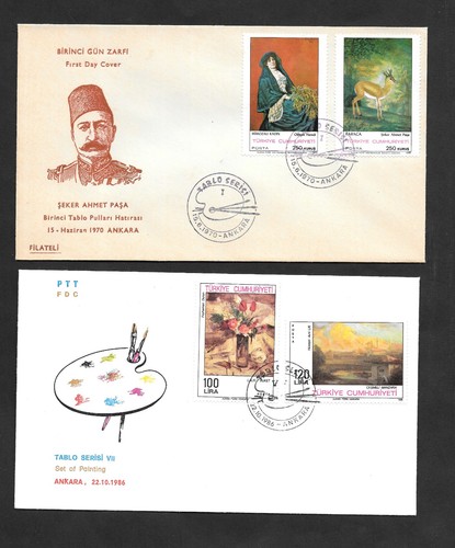 Turkey 1970 Paintings and 1986 Paintings 2 FDC (R230) - Picture 2 of 2