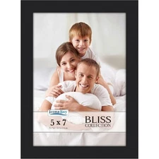 Black Picture Frame 5x7 Modern Engineered Wood Display Frame for Tabletop or
