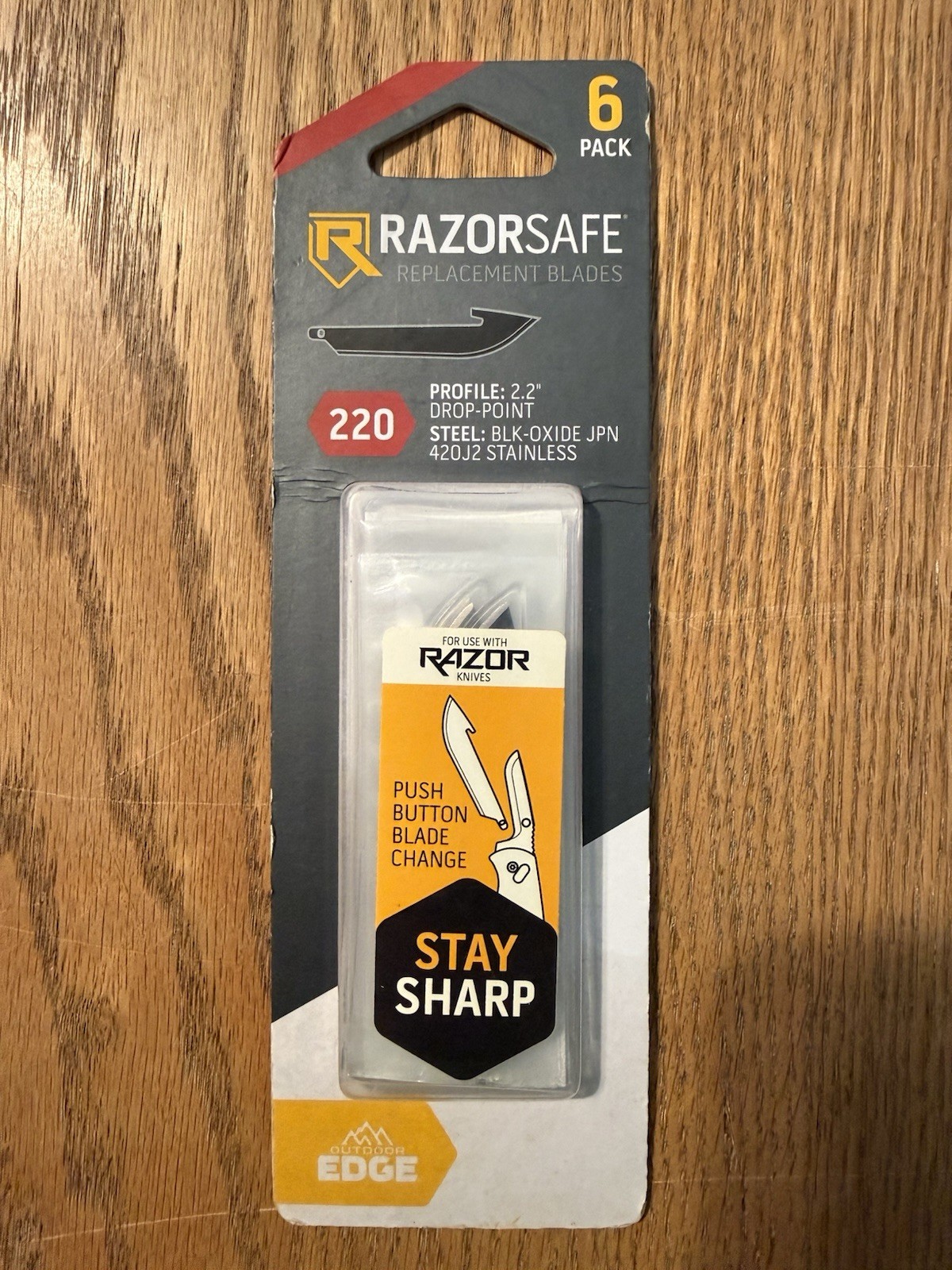Outdoor Edge 220 Drop Point Blade Pack 420J2~ 6 Replacement Blades RR22K-6C