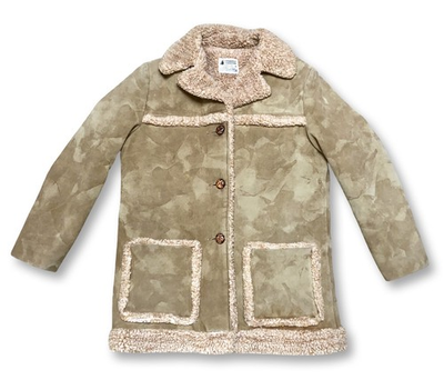 #ad Vintage 70s Fingerhut Fashions Rancher Trucker Shearling Sherpa Coat Size 14 USA $79.99