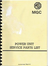 Mg Mgc Roadster Gt Coupe 1968 Factory Engine Parts Catalogue Repro
