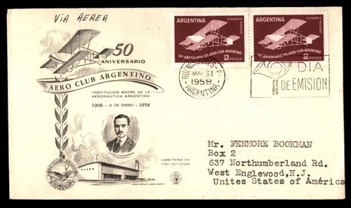Mayfairstamps Argentina FDC 1958 Aircraft Aero Club Aaron Anchorena First Day Co