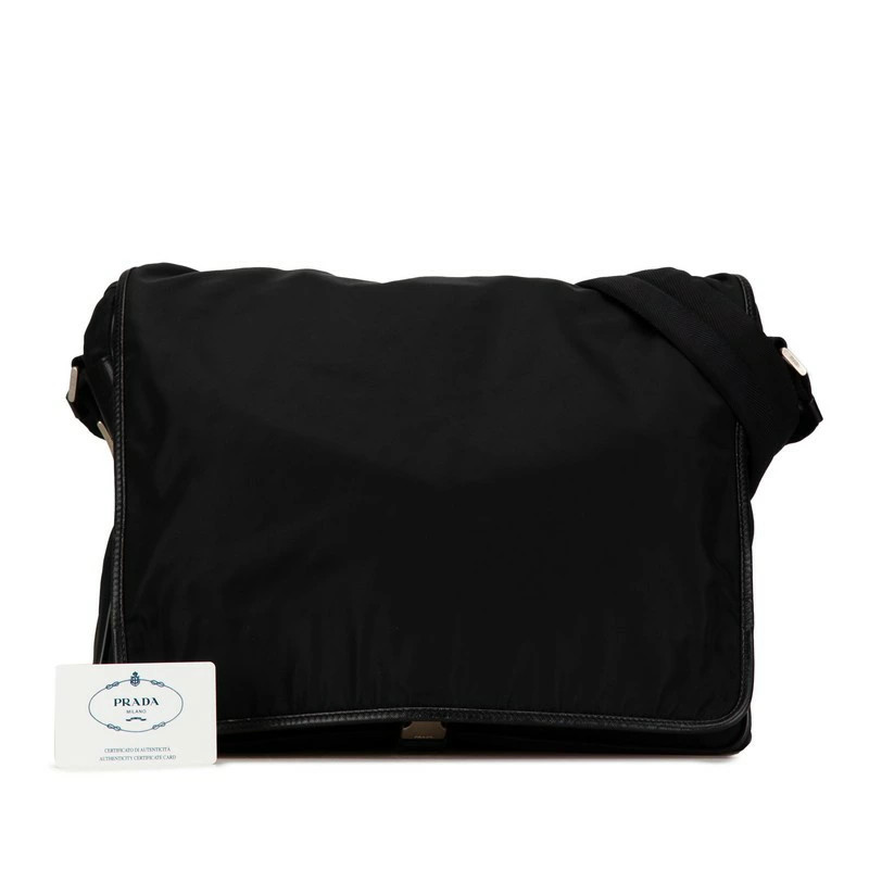 Used Prada V158 Testo Crossbody Shoulder Bag Black Ab Rank Unisex