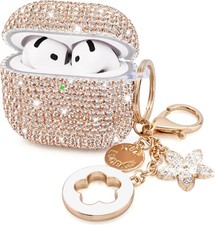 Sparkly Airpods 4th Gen Case, Cute Jewelry Cover for Women, Bling Keychain