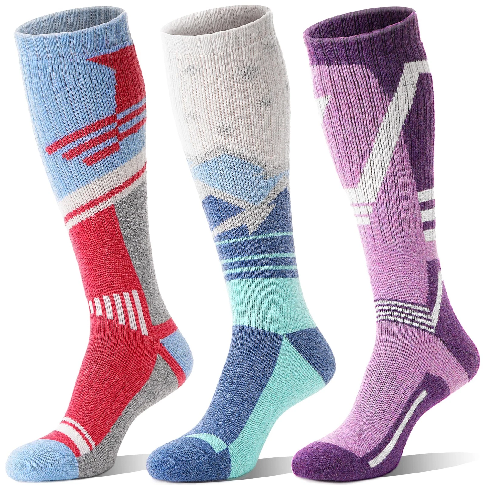 Merino Wool Ski Socks for Mens Womens Winter Thermal Warm Thick Knee High Sno...