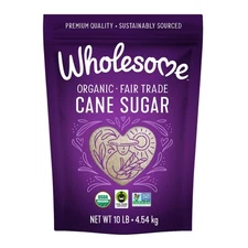 Wholesome Sweeteners 10-Pound Organic Cane Sugar, Fair 160 Ounce (Pack of 1) 