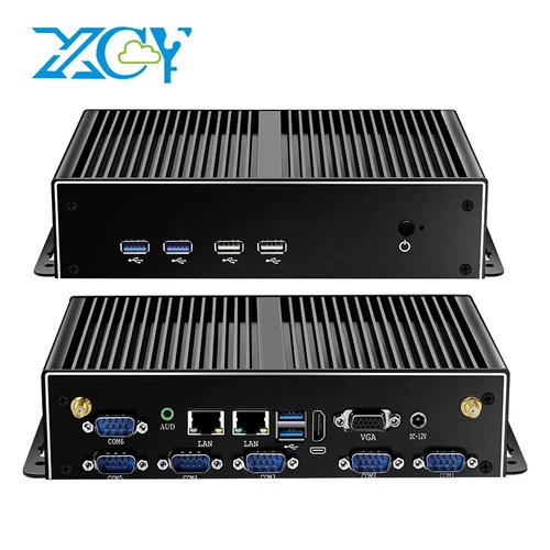 Fanless Industrial Computer Mini PC 6X COM RS232 2.5G Ethernet I3 I5 I7