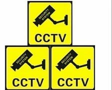 3 PCS Home CCTV Surveillance Security Camera Sticker Warning Decal Signs