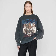 ANINE BING Women Tiger Sweatshirt Size M Designer Streetwear Casual Look