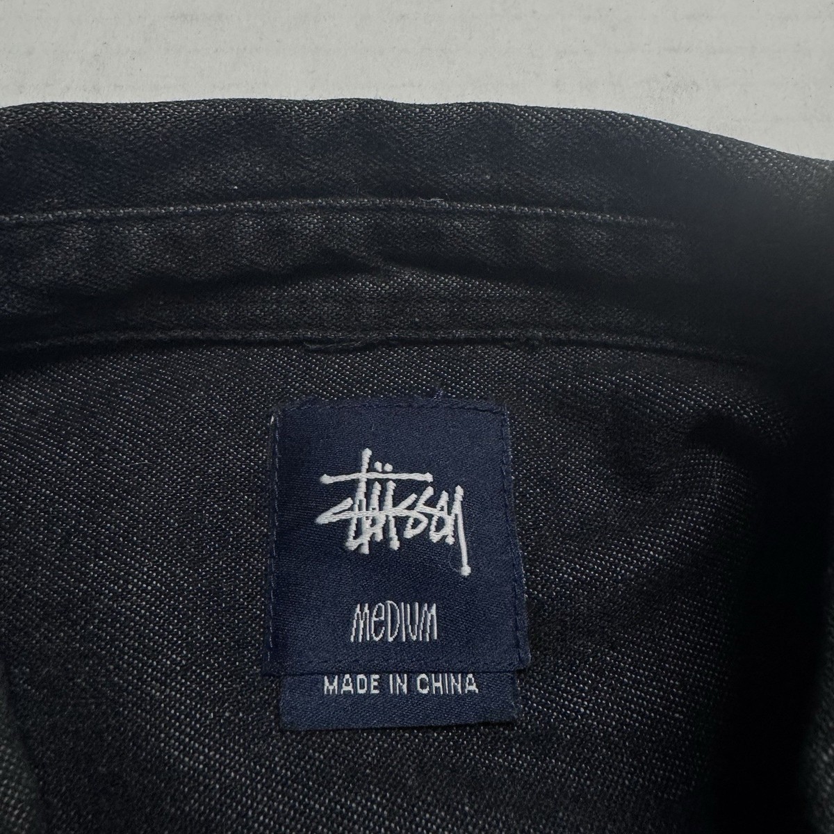 Stussy ダークブルー 長袖シャツ Stussy Midnight Blue/Black Long Sleeve Denim Shirt Dark Wash Size